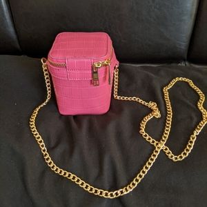 Pink square purse clutch cross over bag